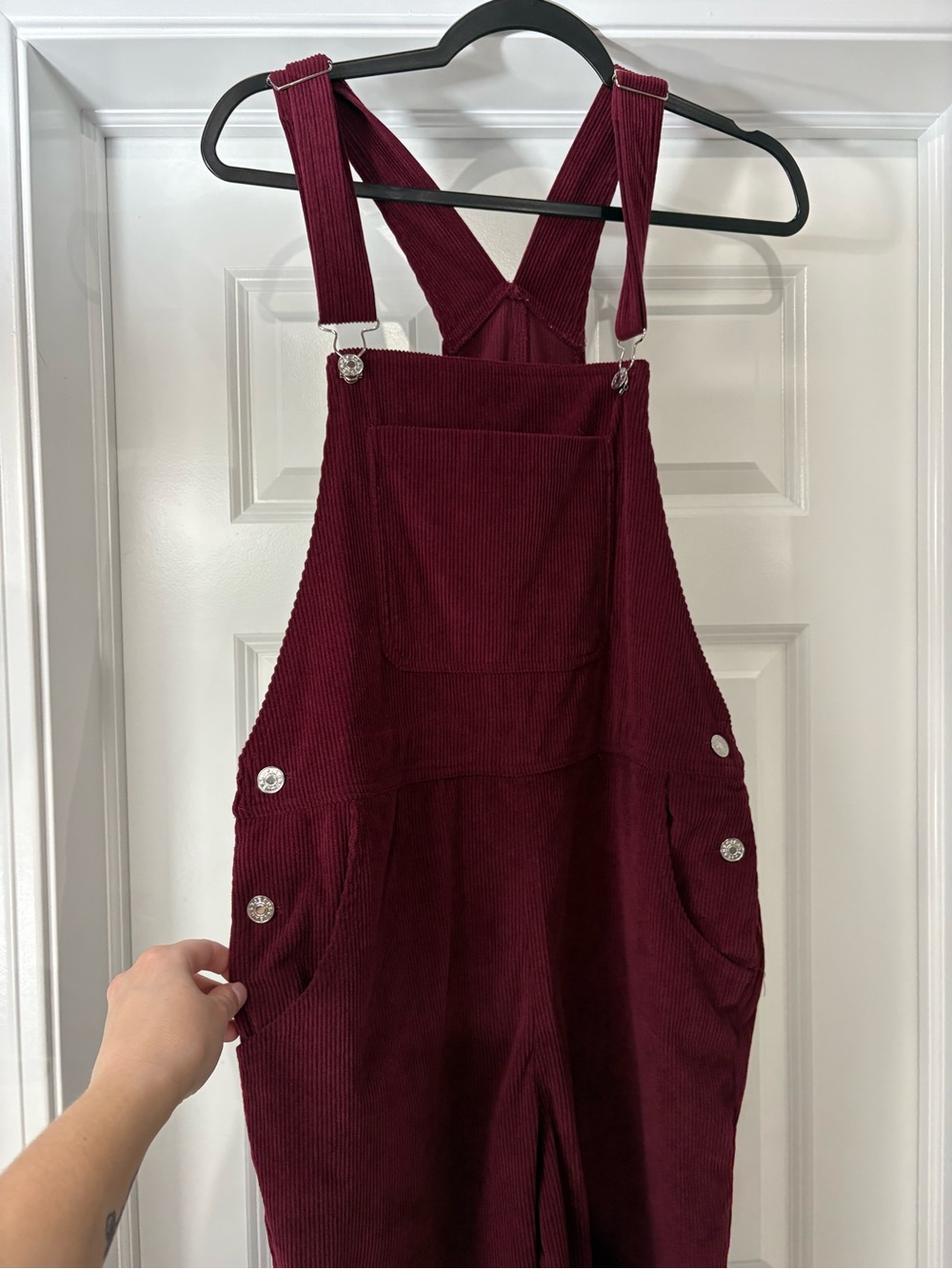 Women's Burgundy Corduroy Overalls Jumpsuit